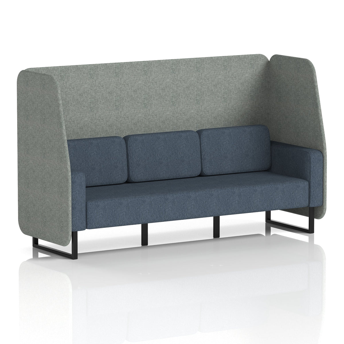 Commercial 3 Seater Open Privacy Booth – Two Tone – Crib 5 Rivet - Prime Panels And Crucible Sofa Black - Industrious Decor