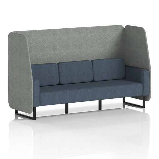 Commercial 3 Seater Open Privacy Booth – Two Tone – Crib 5 Rivet - Prime Panels And Crucible Sofa Black - Industrious Decor