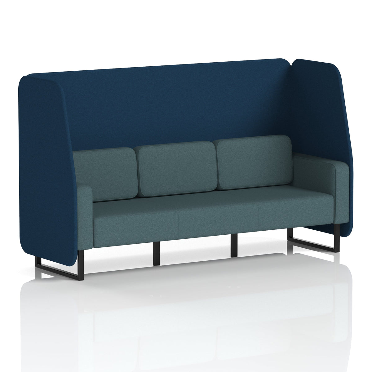 Commercial 3 Seater Open Privacy Booth – Two Tone – Crib 5 X2 - Calculus Panels And Polygon Sofa Black - Industrious Decor