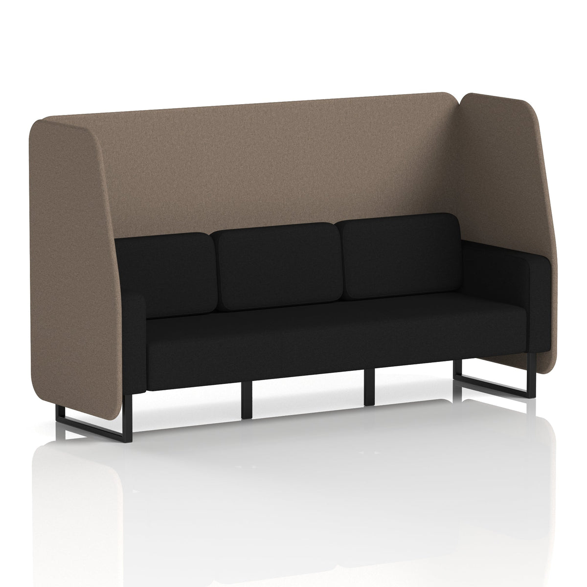 Commercial 3 Seater Open Privacy Booth – Two Tone – Crib 5 X2 - Theory Panels And Diameter Sofa Black - Industrious Decor
