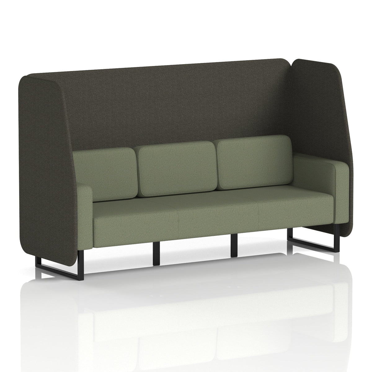 Commercial 3 Seater Open Privacy Booth – Two Tone – Crib 5 Main Line Flax - Temple Panels And Monument Sofa Black - Industrious Decor