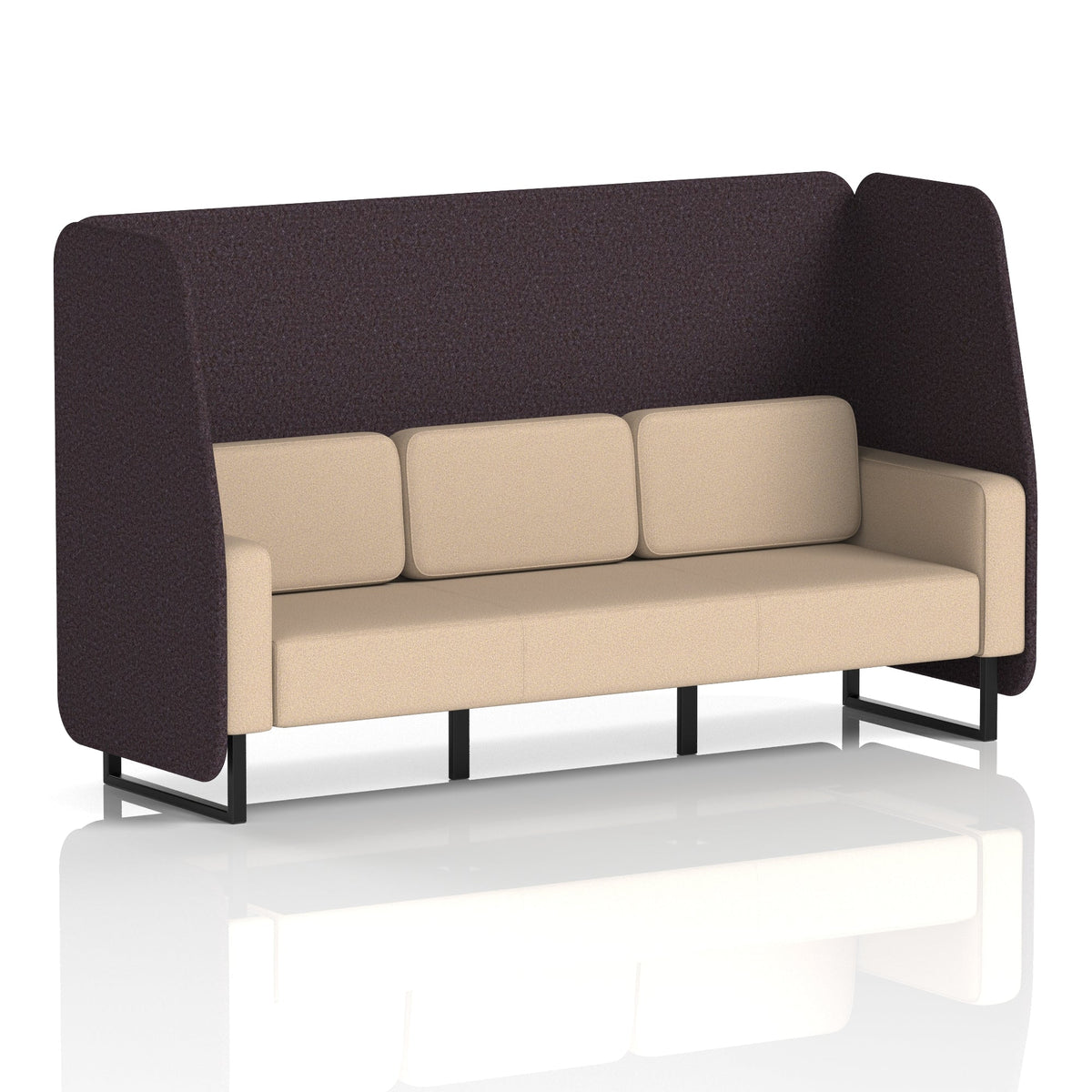 Commercial 3 Seater Open Privacy Booth – Two Tone – Crib 5 Synergy - Wed Panels And Affix Sofa Black - Industrious Decor