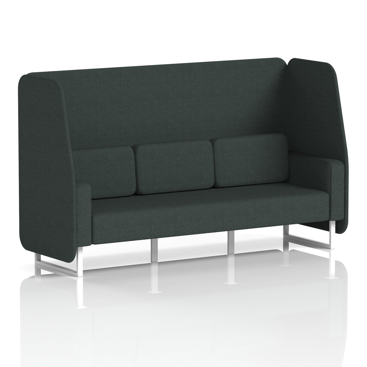 Commercial 3 Seater Open Privacy Booth – Single Tone – Crib 5 Rivet - Charcoal Panels And Sofa White - Industrious Decor