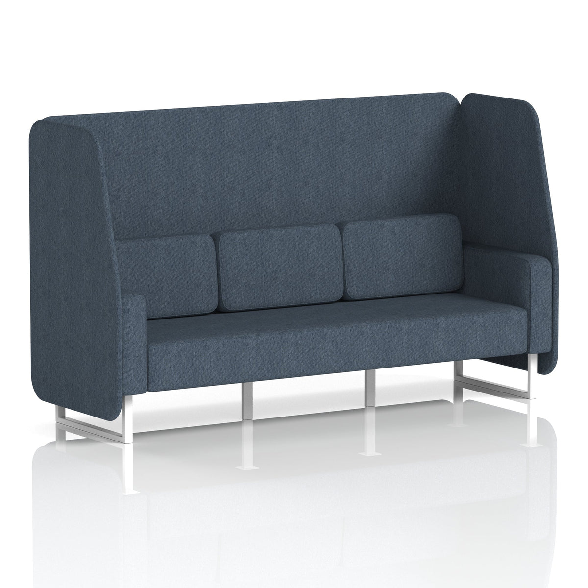 Commercial 3 Seater Open Privacy Booth – Single Tone – Crib 5 Rivet - Crucible Panels And Sofa White - Industrious Decor