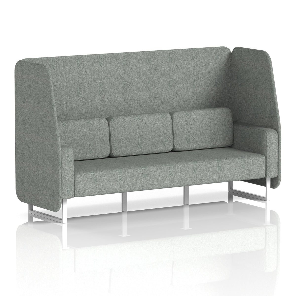 Commercial 3 Seater Open Privacy Booth – Single Tone – Crib 5 Rivet - Prime Panels And Sofa White - Industrious Decor