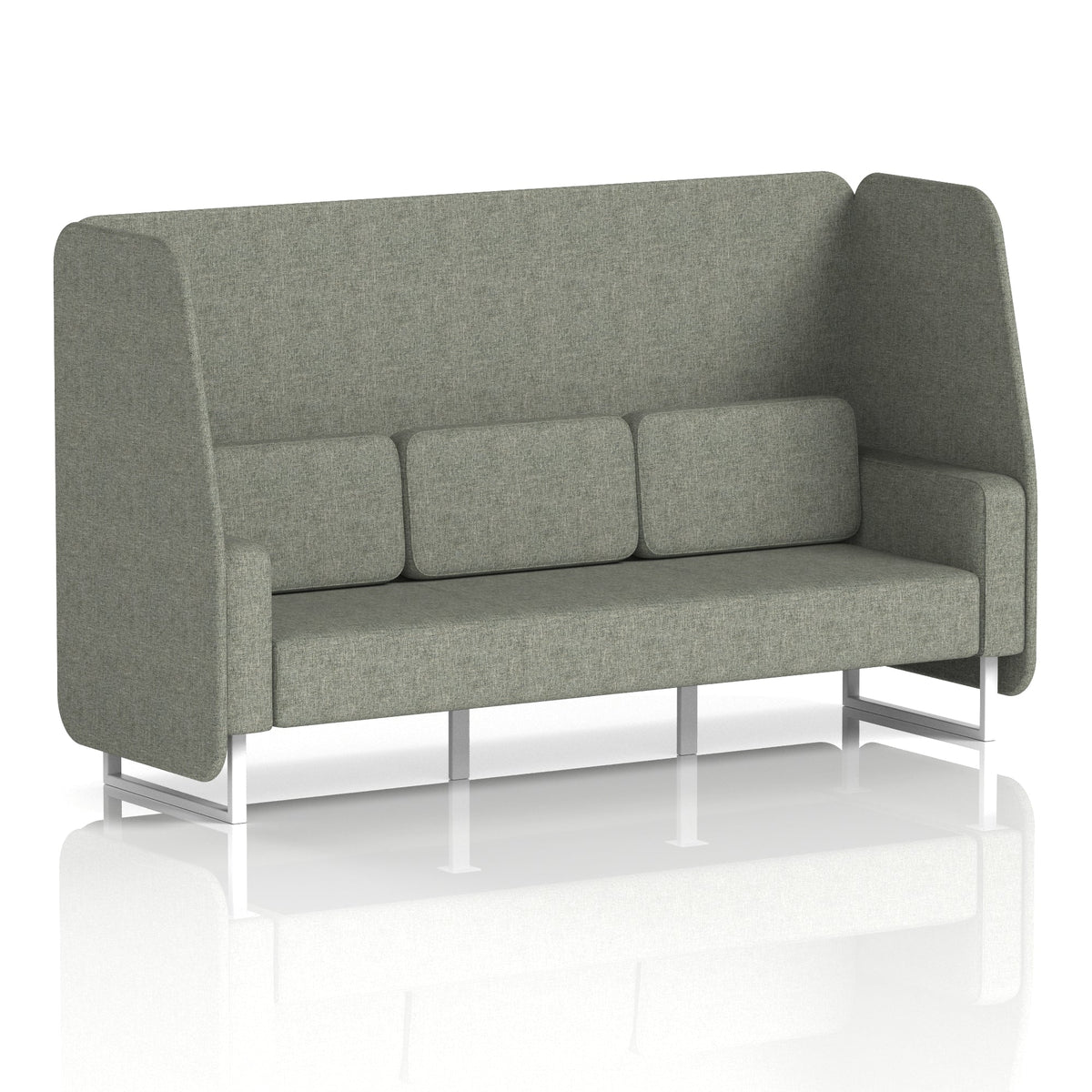 Commercial 3 Seater Open Privacy Booth – Single Tone – Crib 5 Rivet - Vitreous Panels And Sofa White - Industrious Decor