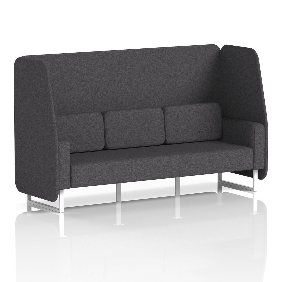 Commercial 3 Seater Open Privacy Booth – Single Tone – Crib 5 X2 - Arithmetic Panels And Sofa White - Industrious Decor