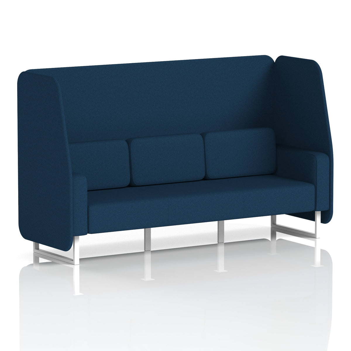 Commercial 3 Seater Open Privacy Booth – Single Tone – Crib 5 X2 - Calculus Panels And Sofa White - Industrious Decor