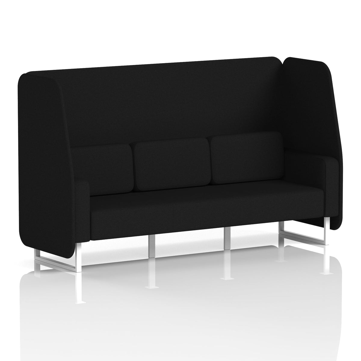 Commercial 3 Seater Open Privacy Booth – Single Tone – Crib 5 X2 - Diameter Panels And Sofa White - Industrious Decor