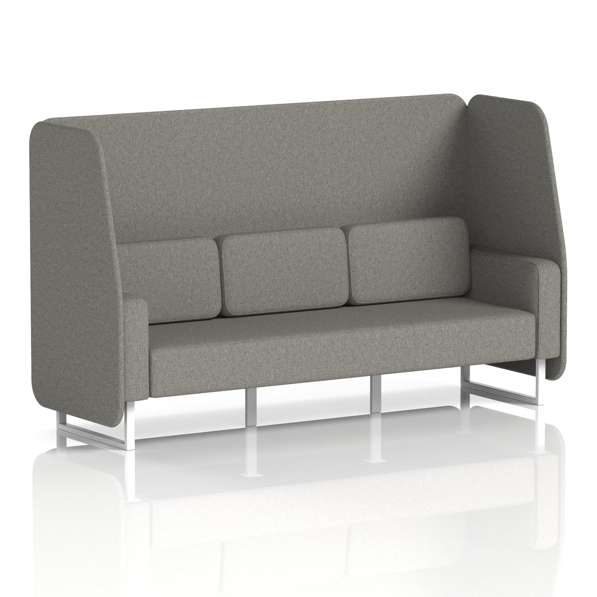 Commercial 3 Seater Open Privacy Booth – Single Tone – Crib 5 X2 - Number Panels And Sofa White - Industrious Decor