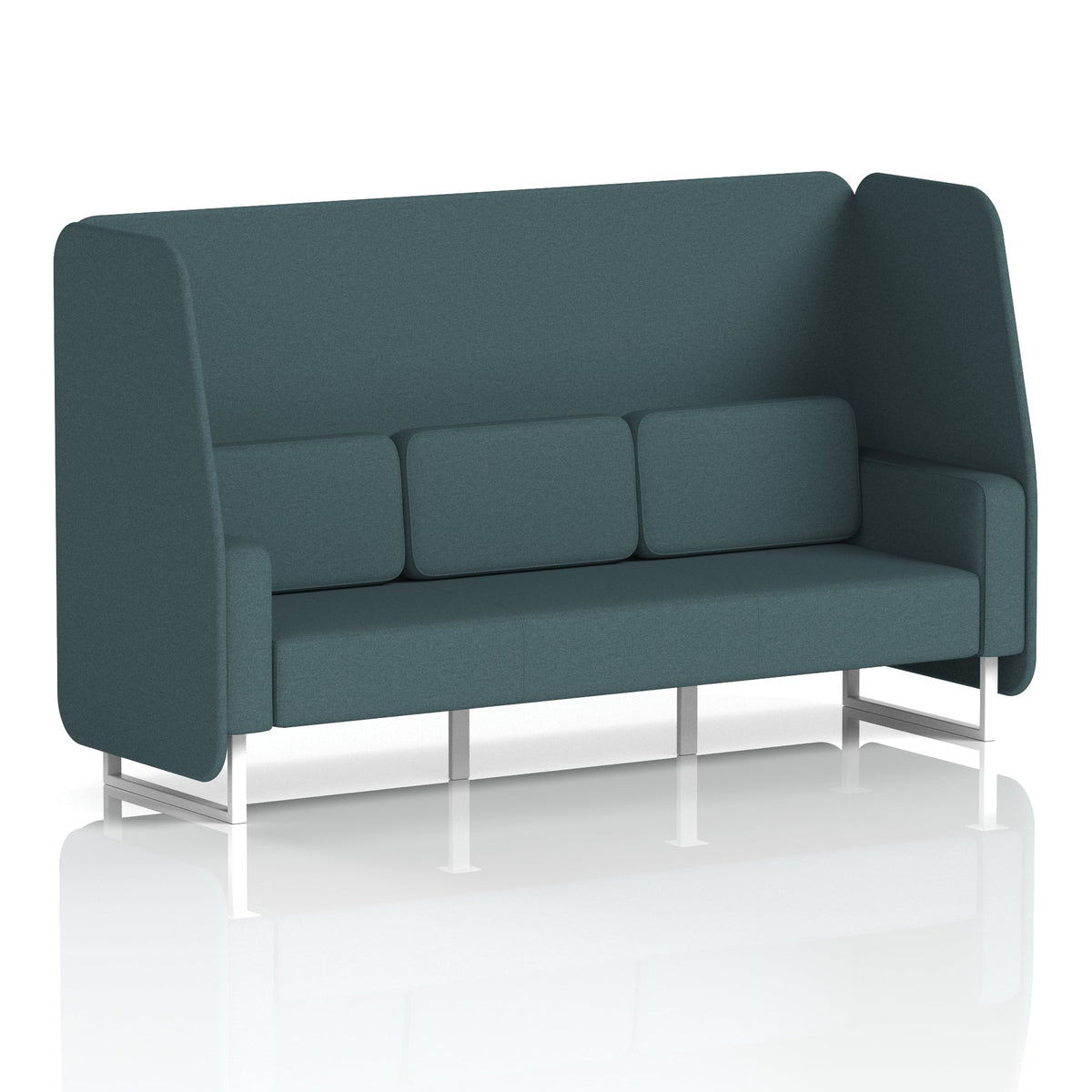 Commercial 3 Seater Open Privacy Booth – Single Tone – Crib 5 X2 - Polygon Panels And Sofa White - Industrious Decor