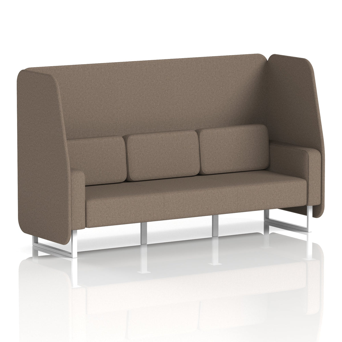 Commercial 3 Seater Open Privacy Booth – Single Tone – Crib 5 X2 - Theory Panels And Sofa White - Industrious Decor
