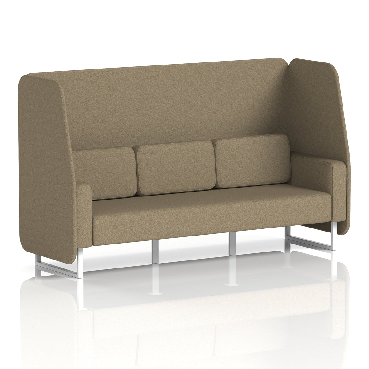 Commercial 3 Seater Open Privacy Booth – Single Tone – Crib 5 Main Line Flax - Bank Panels And Sofa White - Industrious Decor