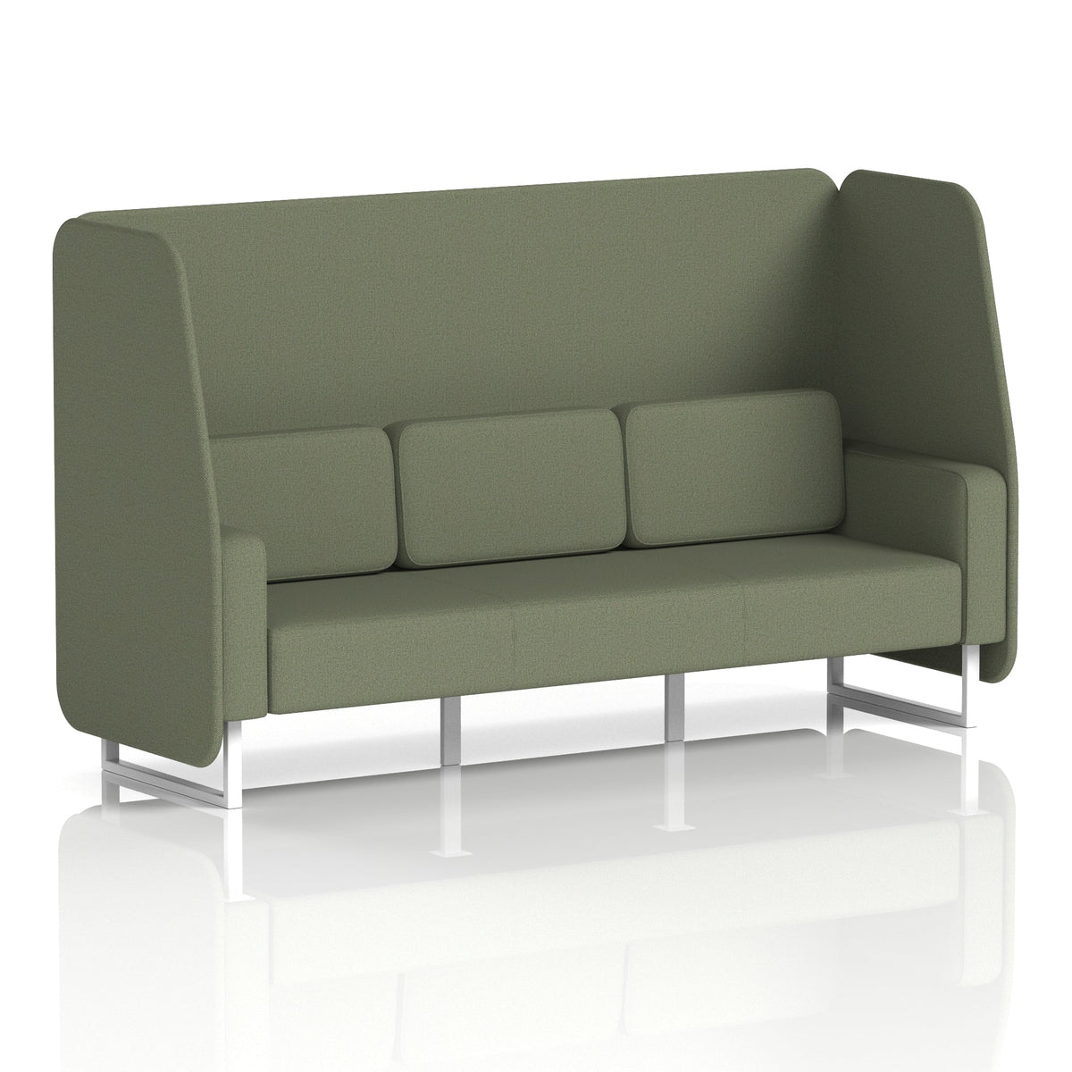 Commercial 3 Seater Open Privacy Booth – Single Tone – Crib 5 Main Line Flax - Monument Panels And Sofa White - Industrious Decor