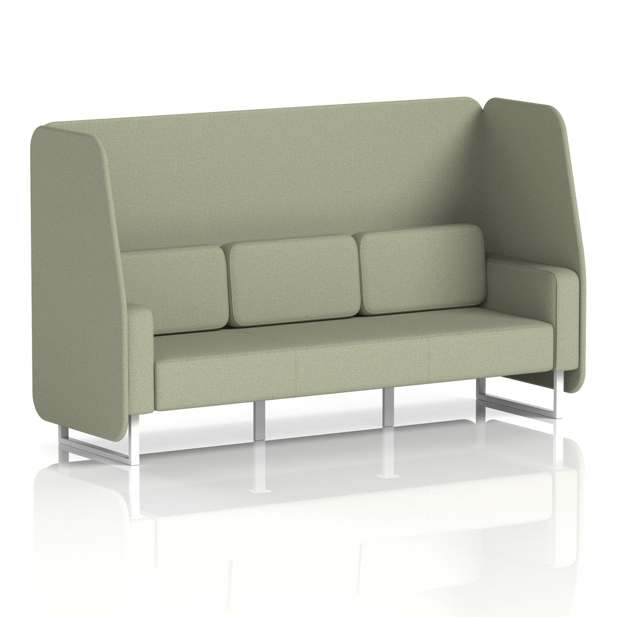 Commercial 3 Seater Open Privacy Booth – Single Tone – Crib 5 Main Line Flax - Newbury Panels And Sofa White - Industrious Decor