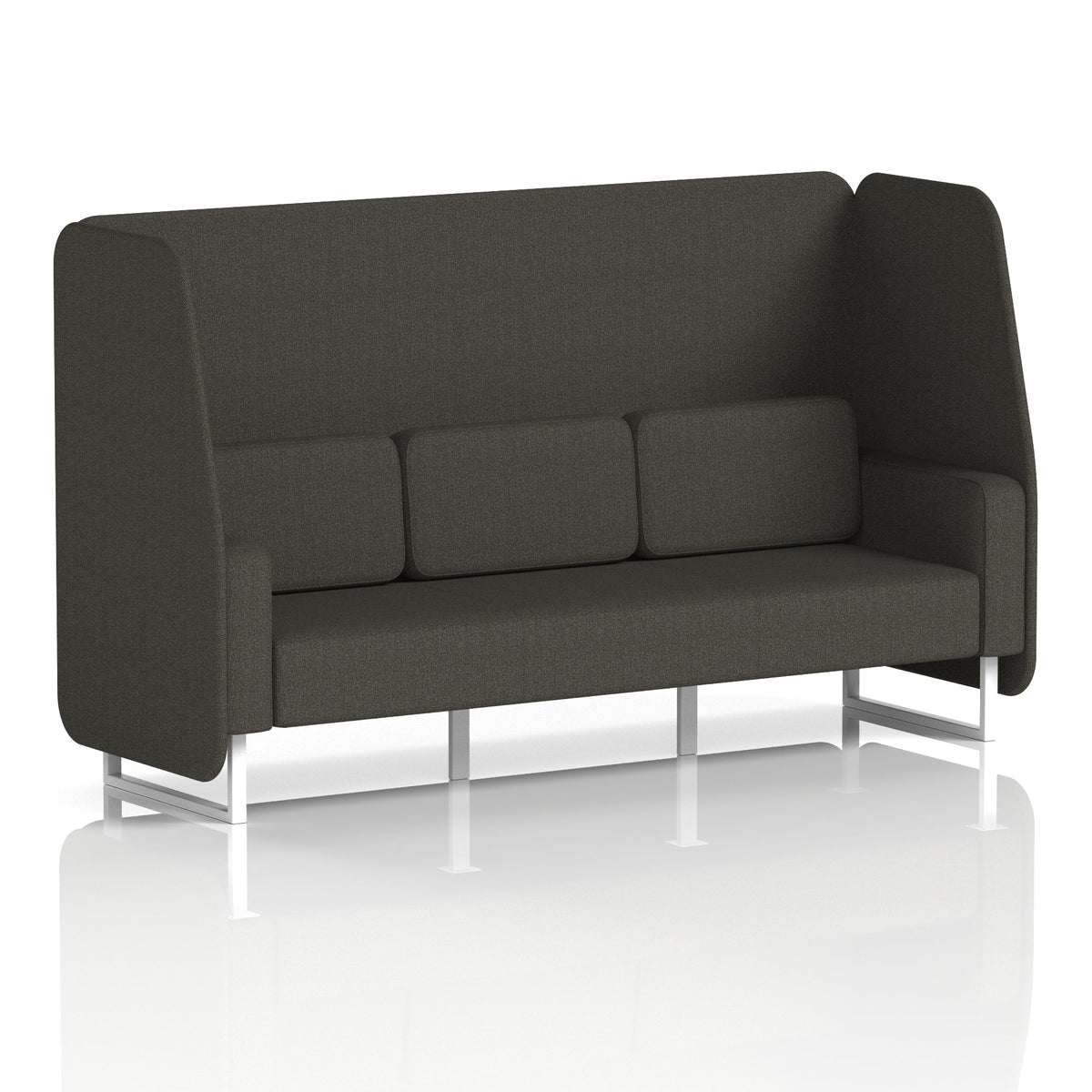 Commercial 3 Seater Open Privacy Booth – Single Tone – Crib 5 Main Line Flax - Temple Panels And Sofa White - Industrious Decor