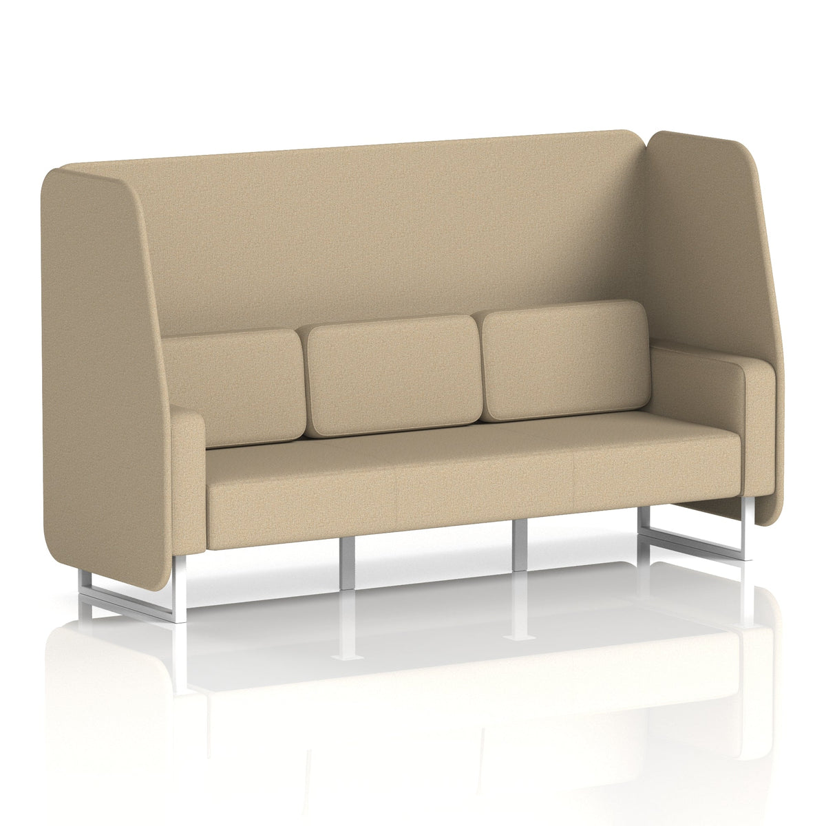 Commercial 3 Seater Open Privacy Booth – Single Tone – Crib 5 Main Line Flax - Upminster Panels And Sofa White - Industrious Decor