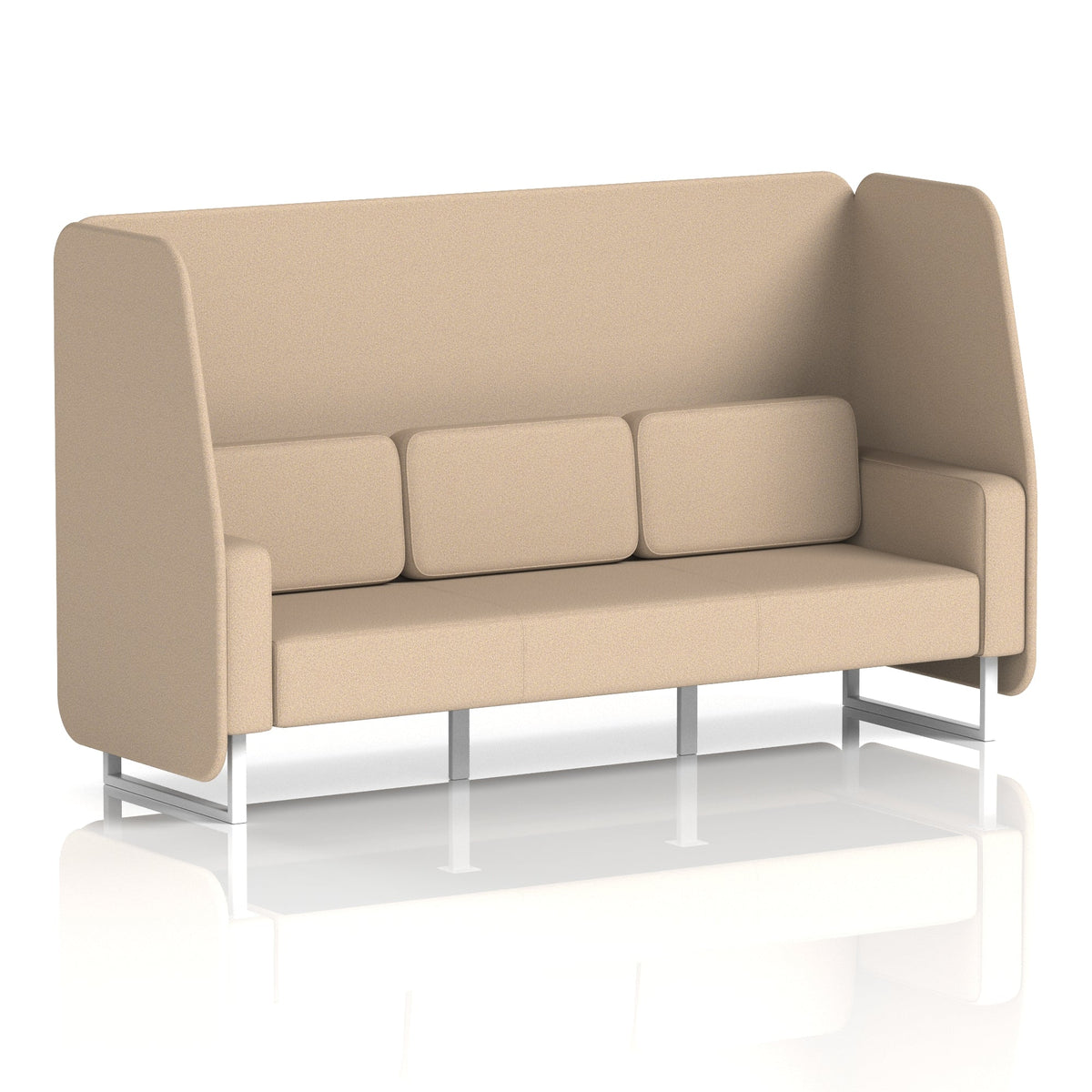 Commercial 3 Seater Open Privacy Booth – Single Tone – Crib 5 Synergy - Affix Panels And Sofa White - Industrious Decor