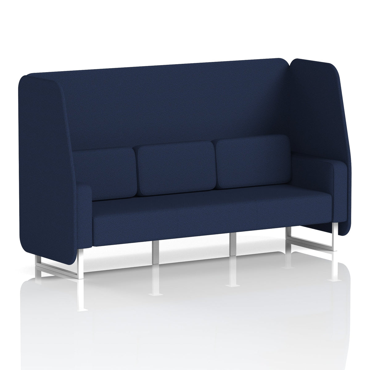 Commercial 3 Seater Open Privacy Booth – Single Tone – Crib 5 Synergy - Alike Panels And Sofa White - Industrious Decor