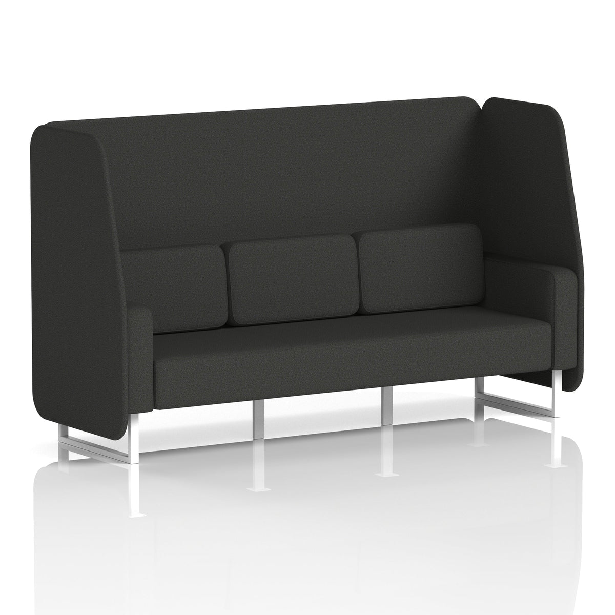 Commercial 3 Seater Open Privacy Booth – Single Tone – Crib 5 Synergy - Mix Panels And Sofa White - Industrious Decor
