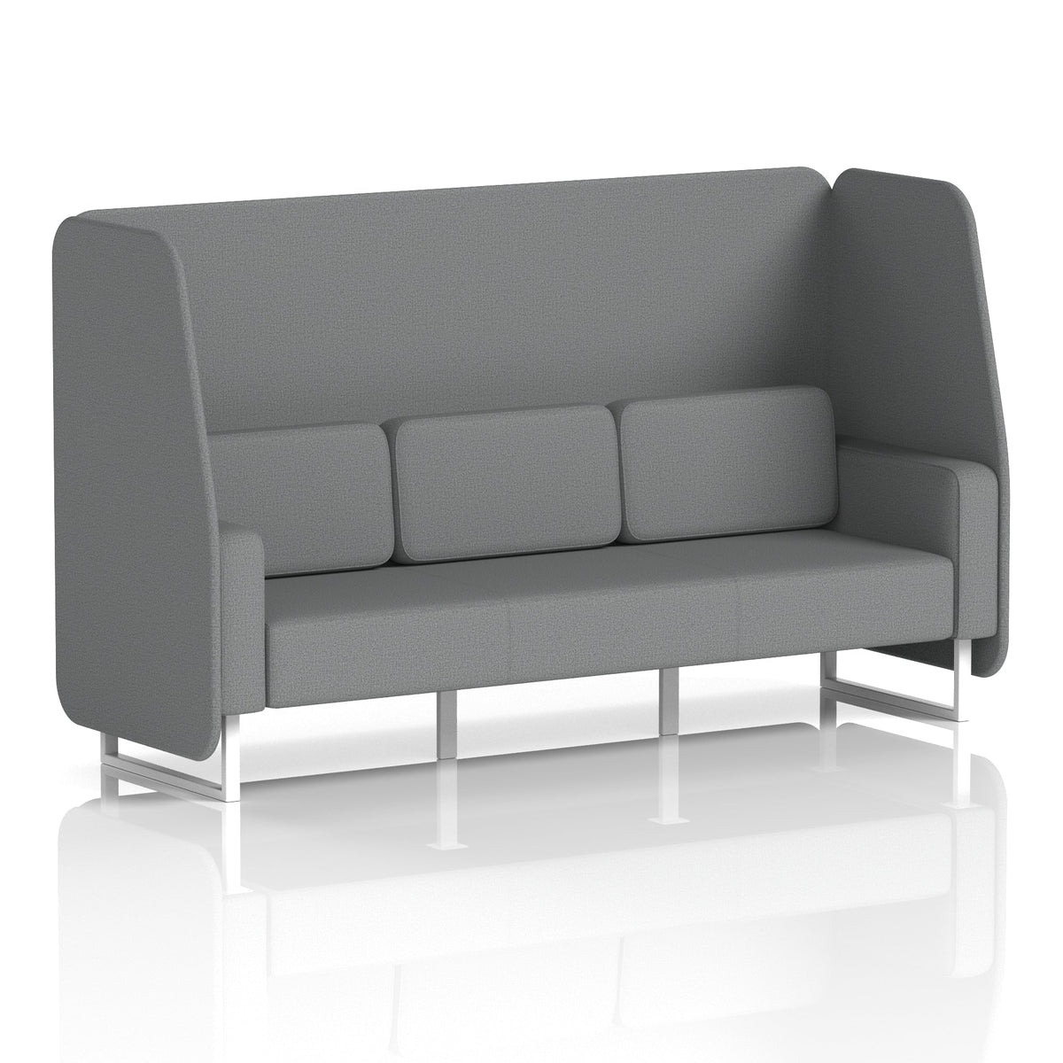 Commercial 3 Seater Open Privacy Booth – Single Tone – Crib 5 Synergy - Partner Panels And Sofa White - Industrious Decor