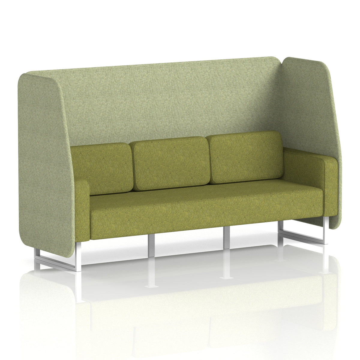 Commercial 3 Seater Open Privacy Booth – Two Tone – Crib 5 Rivet - Burnish Panels And Olive Sofa White - Industrious Decor