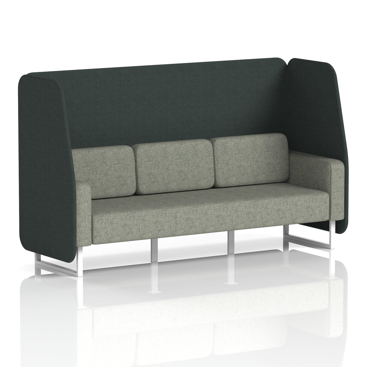 Commercial 3 Seater Open Privacy Booth – Two Tone – Crib 5 Rivet - Charcoal Panels And Vitreous Sofa White - Industrious Decor