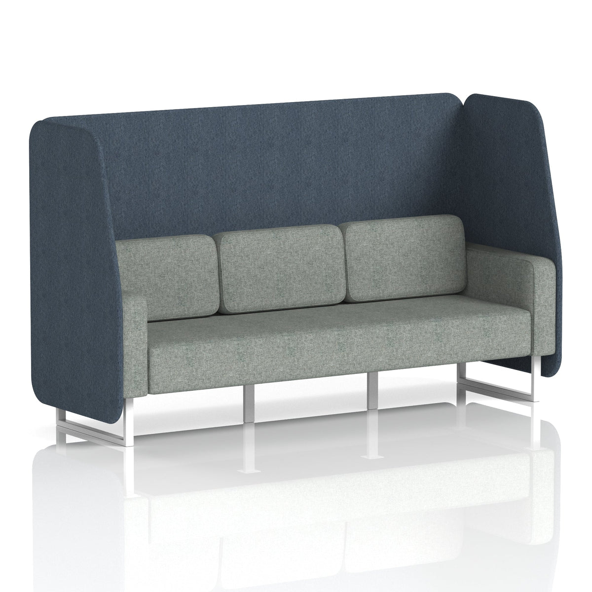 Commercial 3 Seater Open Privacy Booth – Two Tone – Crib 5 Rivet - Crucible Panels And Prime Sofa White - Industrious Decor
