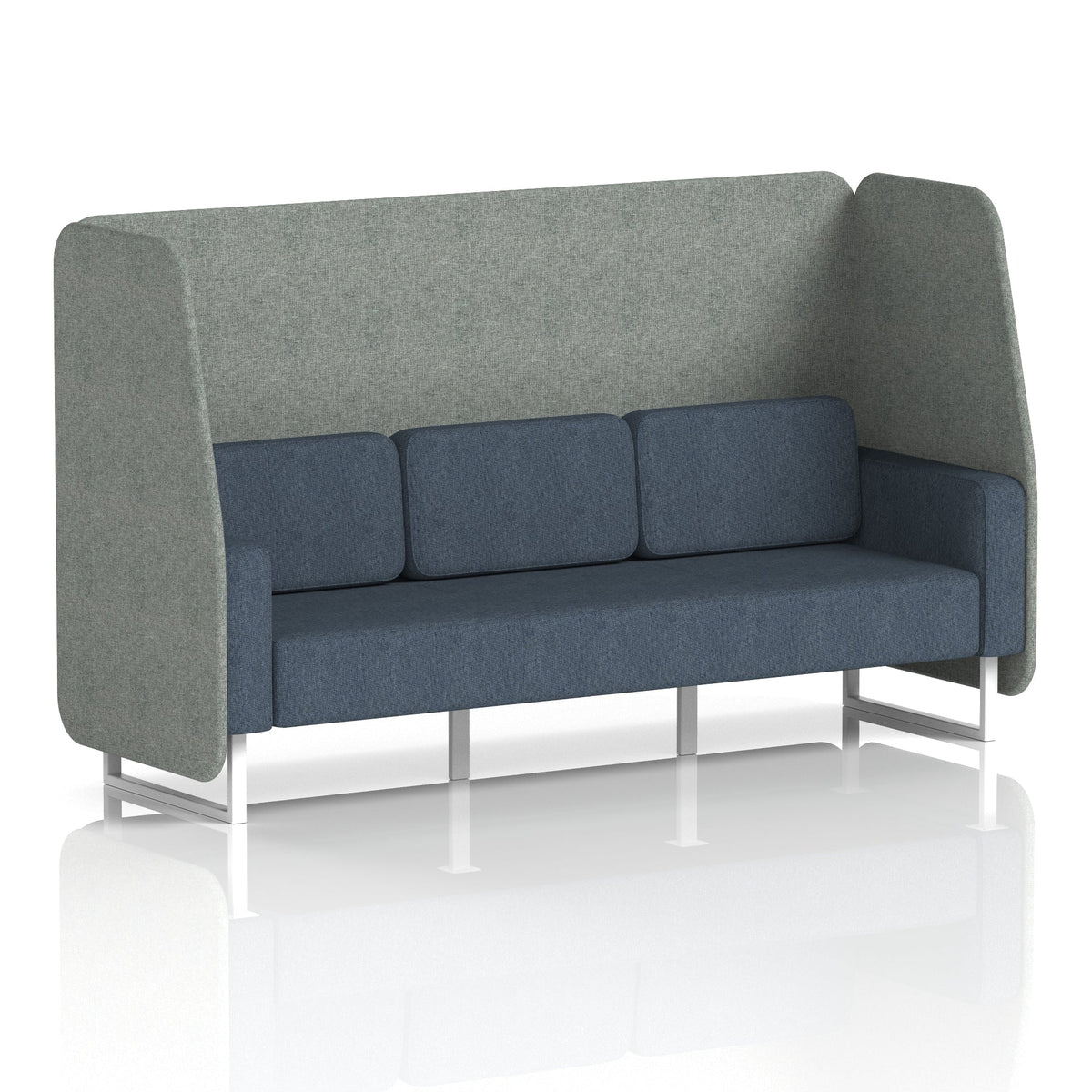 Commercial 3 Seater Open Privacy Booth – Two Tone – Crib 5 Rivet - Prime Panels And Crucible Sofa White - Industrious Decor