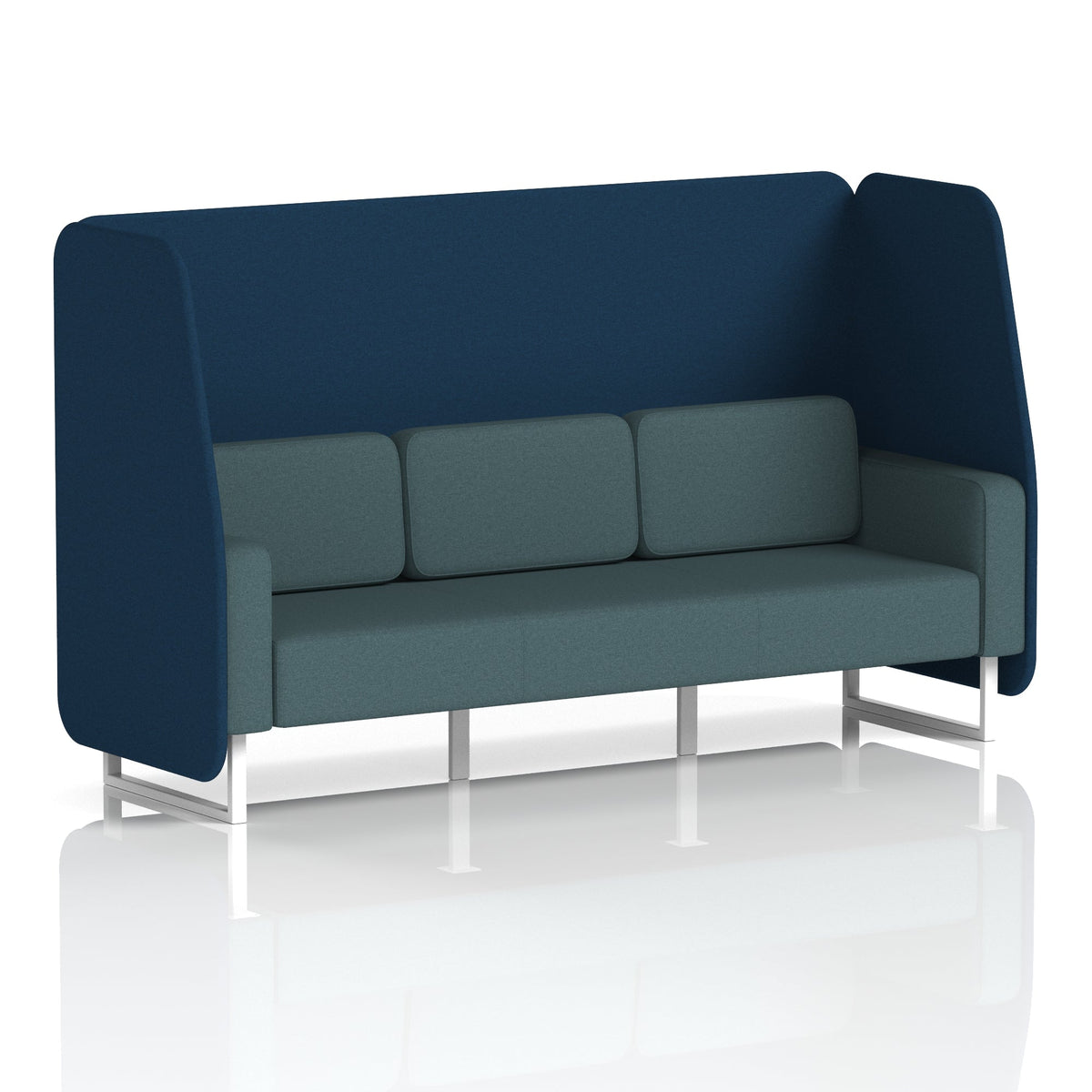 Commercial 3 Seater Open Privacy Booth – Two Tone – Crib 5 X2 - Calculus Panels And Polygon Sofa White - Industrious Decor