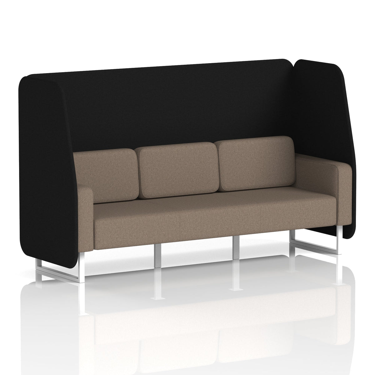 Commercial 3 Seater Open Privacy Booth – Two Tone – Crib 5 X2 - Diameter Panels And Theory Sofa White - Industrious Decor