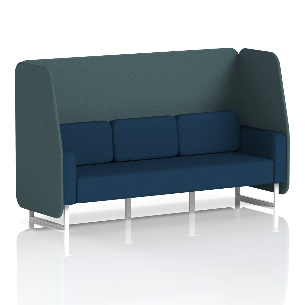 Commercial 3 Seater Open Privacy Booth – Two Tone – Crib 5 X2 - Polygon Panels And Calculus Sofa White - Industrious Decor