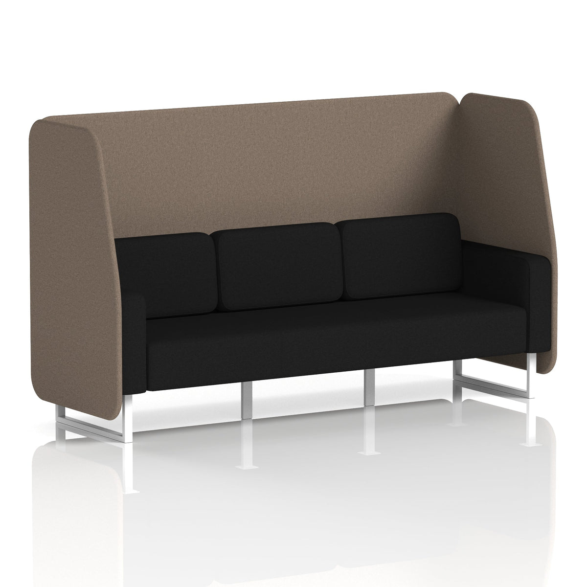 Commercial 3 Seater Open Privacy Booth – Two Tone – Crib 5 X2 - Theory Panels And Diameter Sofa White - Industrious Decor