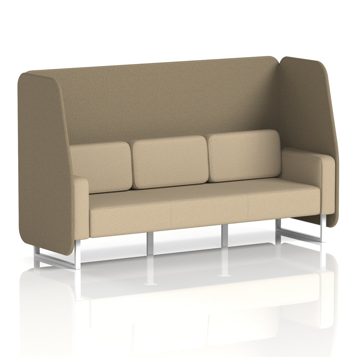 Commercial 3 Seater Open Privacy Booth – Two Tone – Crib 5 Main Line Flax - Bank Panels And Upminster Sofa White - Industrious Decor