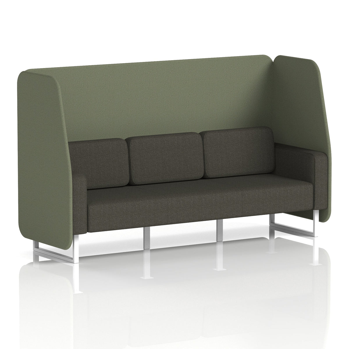 Commercial 3 Seater Open Privacy Booth – Two Tone – Crib 5 Main Line Flax - Monument Panels And Temple Sofa White - Industrious Decor