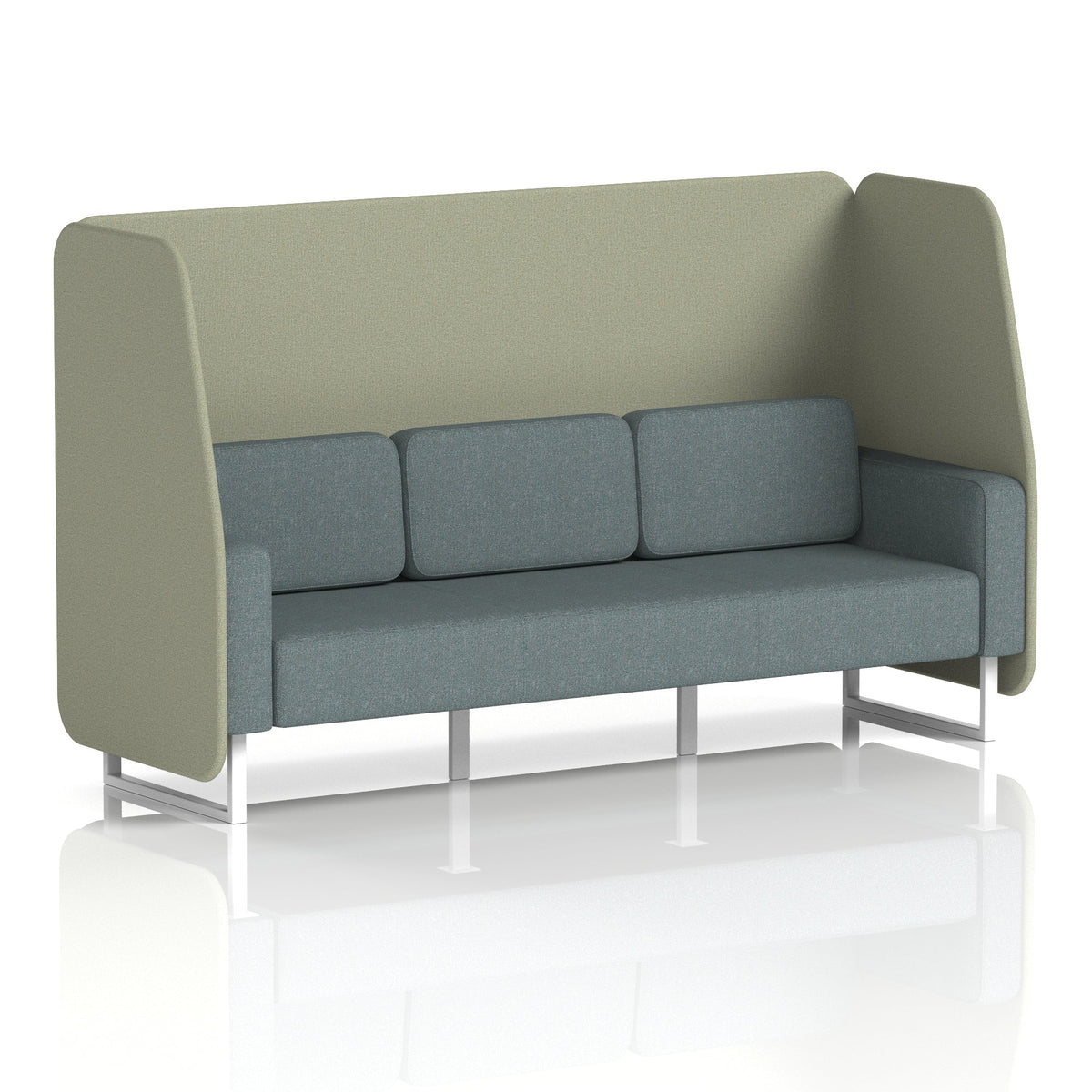 Commercial 3 Seater Open Privacy Booth – Two Tone – Crib 5 Main Line Flax - Newbury Panels And Westminster Sofa White - Industrious Decor