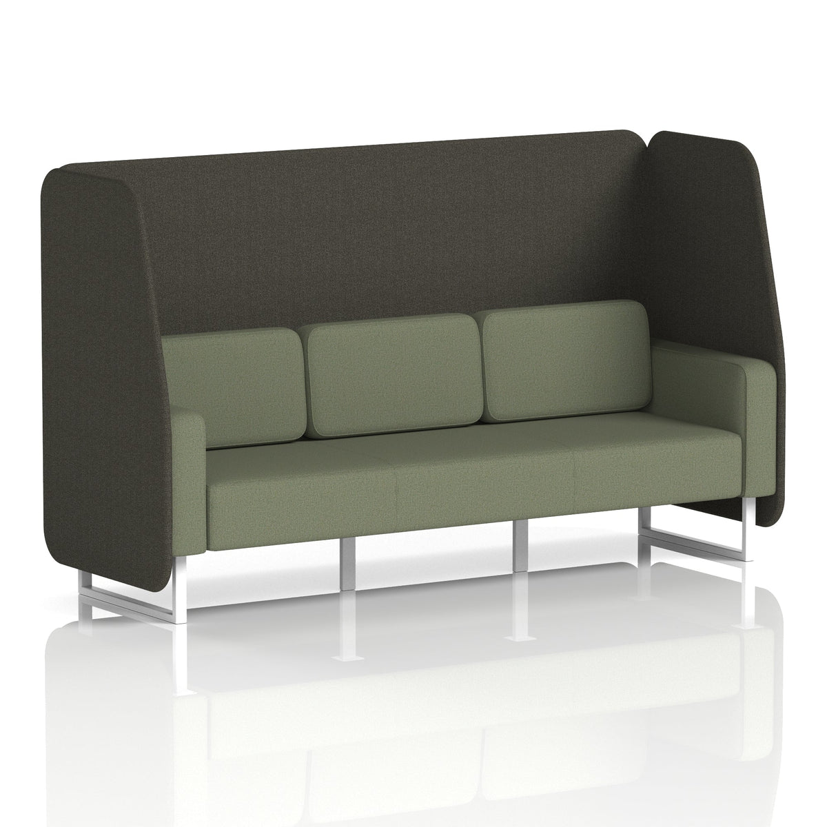 Commercial 3 Seater Open Privacy Booth – Two Tone – Crib 5 Main Line Flax - Temple Panels And Monument Sofa White - Industrious Decor