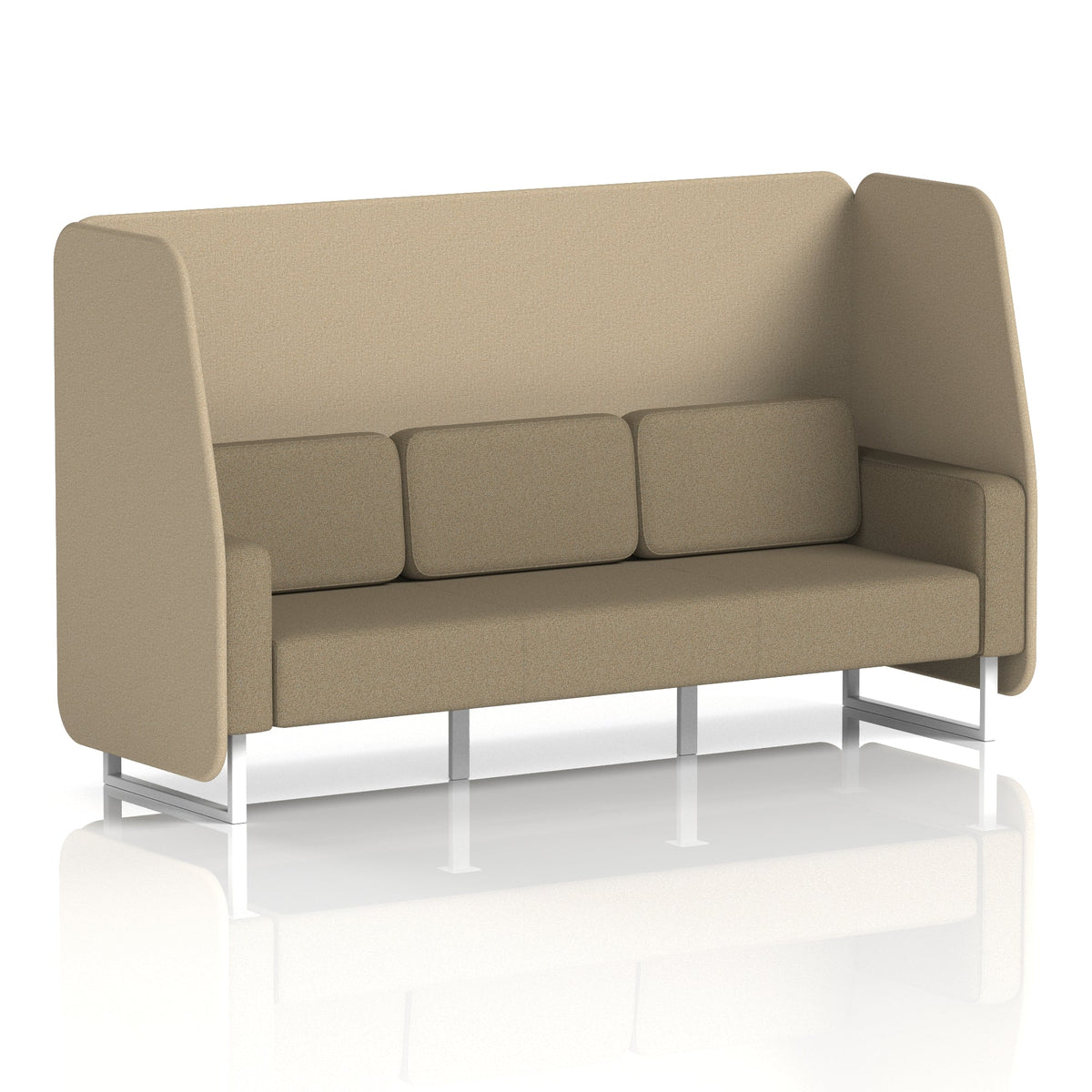 Commercial 3 Seater Open Privacy Booth – Two Tone – Crib 5 Main Line Flax - Upminster Panels And Bank Sofa White - Industrious Decor