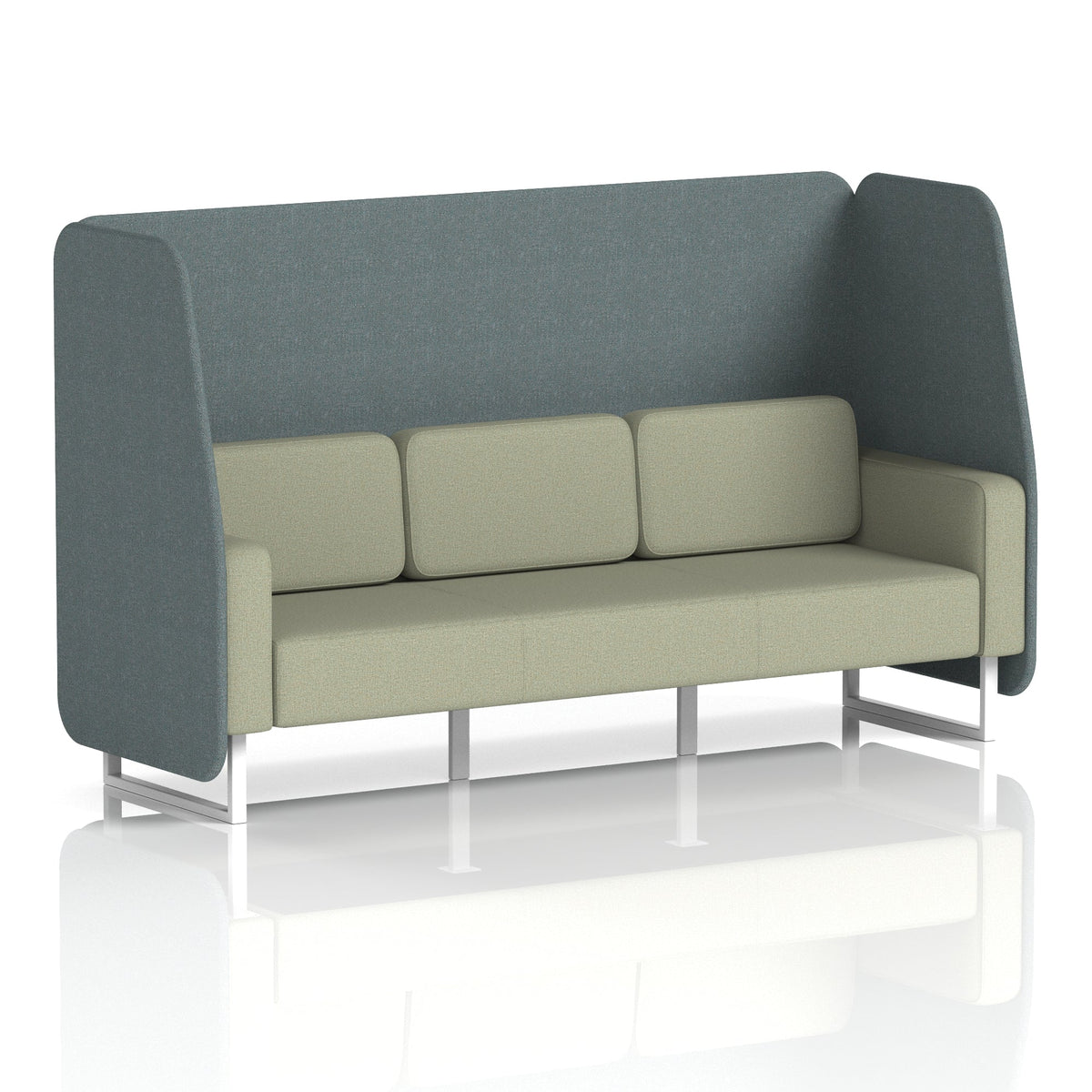 Commercial 3 Seater Open Privacy Booth – Two Tone – Crib 5 Main Line Flax - Westminster Panels And Newbury Sofa White - Industrious Decor