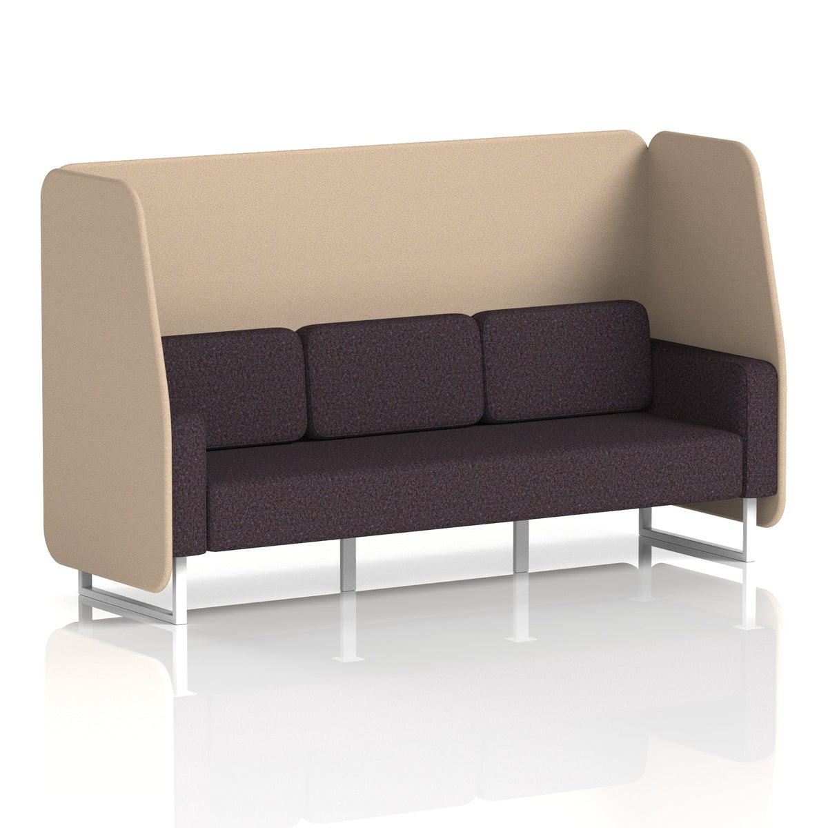 Commercial 3 Seater Open Privacy Booth – Two Tone – Crib 5 Synergy - Affix Panels And Wed Sofa White - Industrious Decor