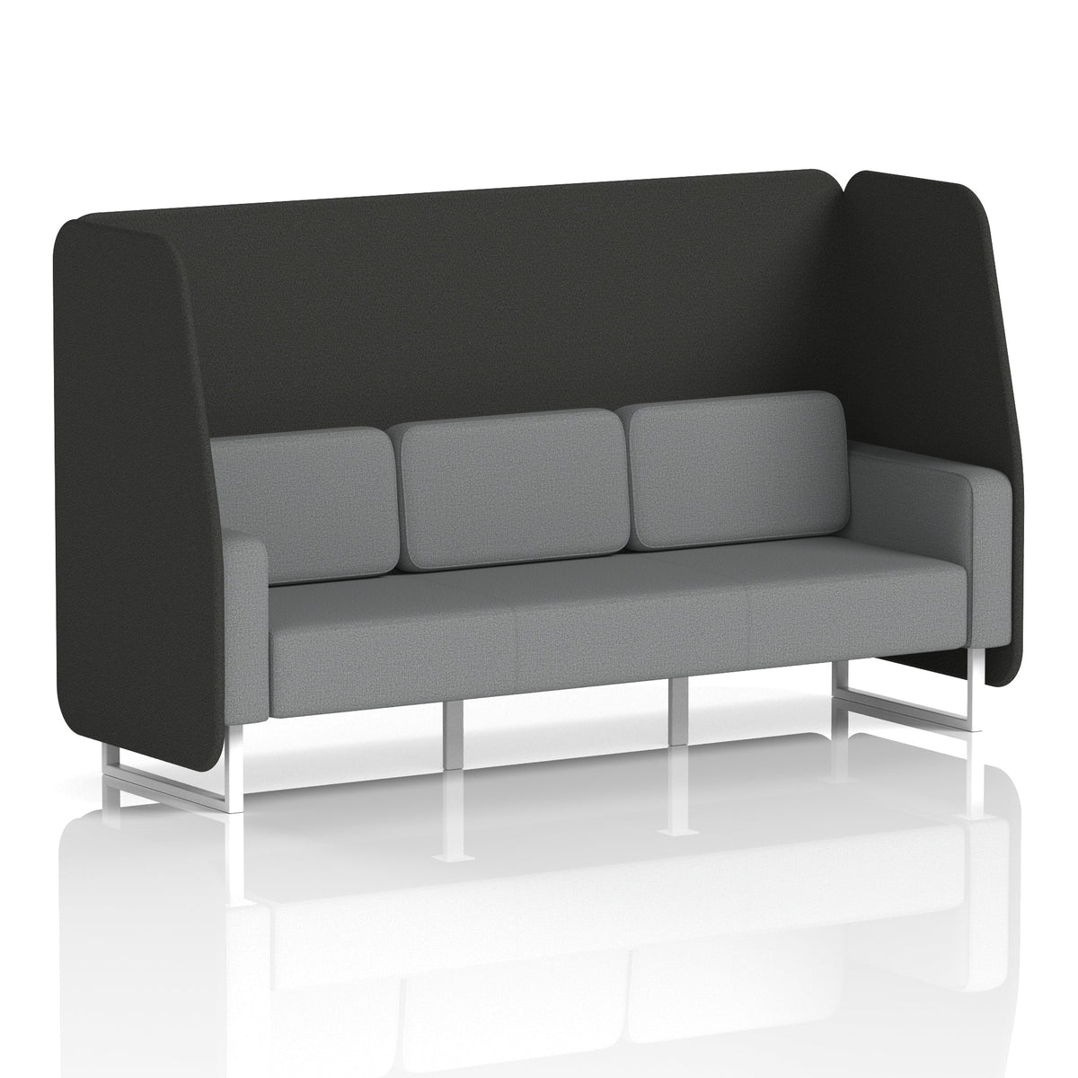 Commercial 3 Seater Open Privacy Booth – Two Tone – Crib 5 Synergy - Mix Panels And Partner Sofa White - Industrious Decor