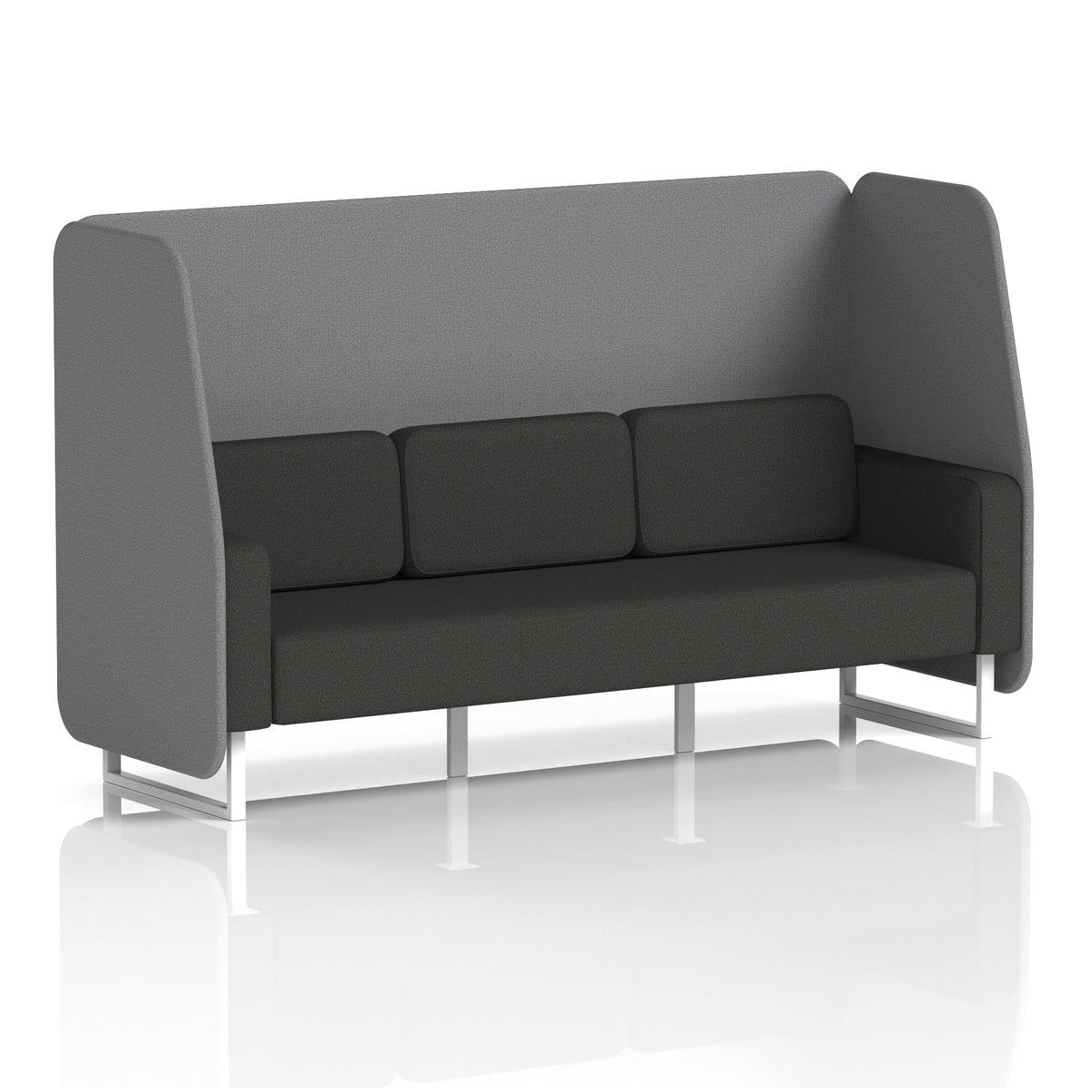 Commercial 3 Seater Open Privacy Booth – Two Tone – Crib 5 Synergy - Partner Panels And Mix Sofa White - Industrious Decor