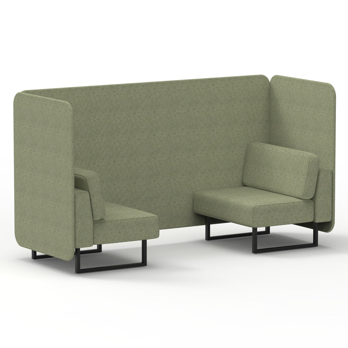 Commercial 2 Seater Privacy Booth – Bench – Single Tone – Crib 5 Rivet - Burnish Panels And Sofa Black - Industrious Decor