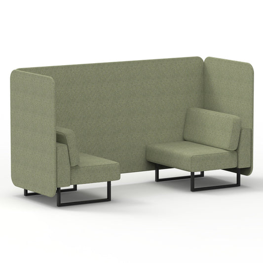 Commercial 2 Seater Privacy Booth – Bench – Single Tone – Crib 5 Rivet - Burnish Panels And Sofa Black - Industrious Decor
