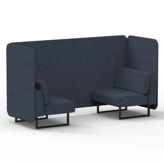 Commercial 2 Seater Privacy Booth – Bench – Single Tone – Crib 5 Rivet - Crucible Panels And Sofa Black - Industrious Decor