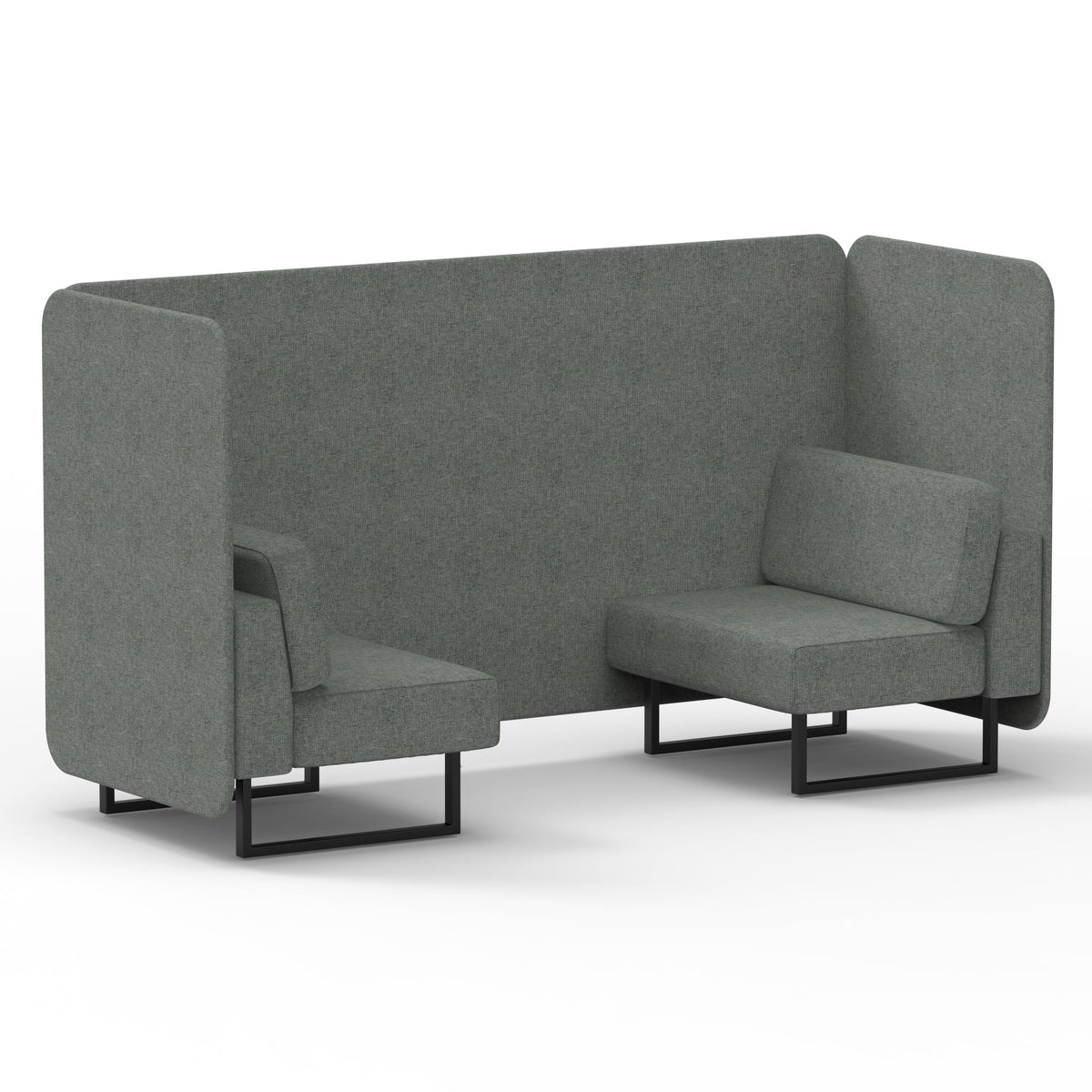 Commercial 2 Seater Privacy Booth – Bench – Single Tone – Crib 5 Rivet - Prime Panels And Sofa Black - Industrious Decor
