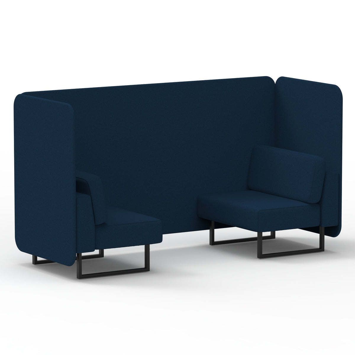 Commercial 2 Seater Privacy Booth – Bench – Single Tone – Crib 5 X2 - Calculus Panels And Sofa Black - Industrious Decor