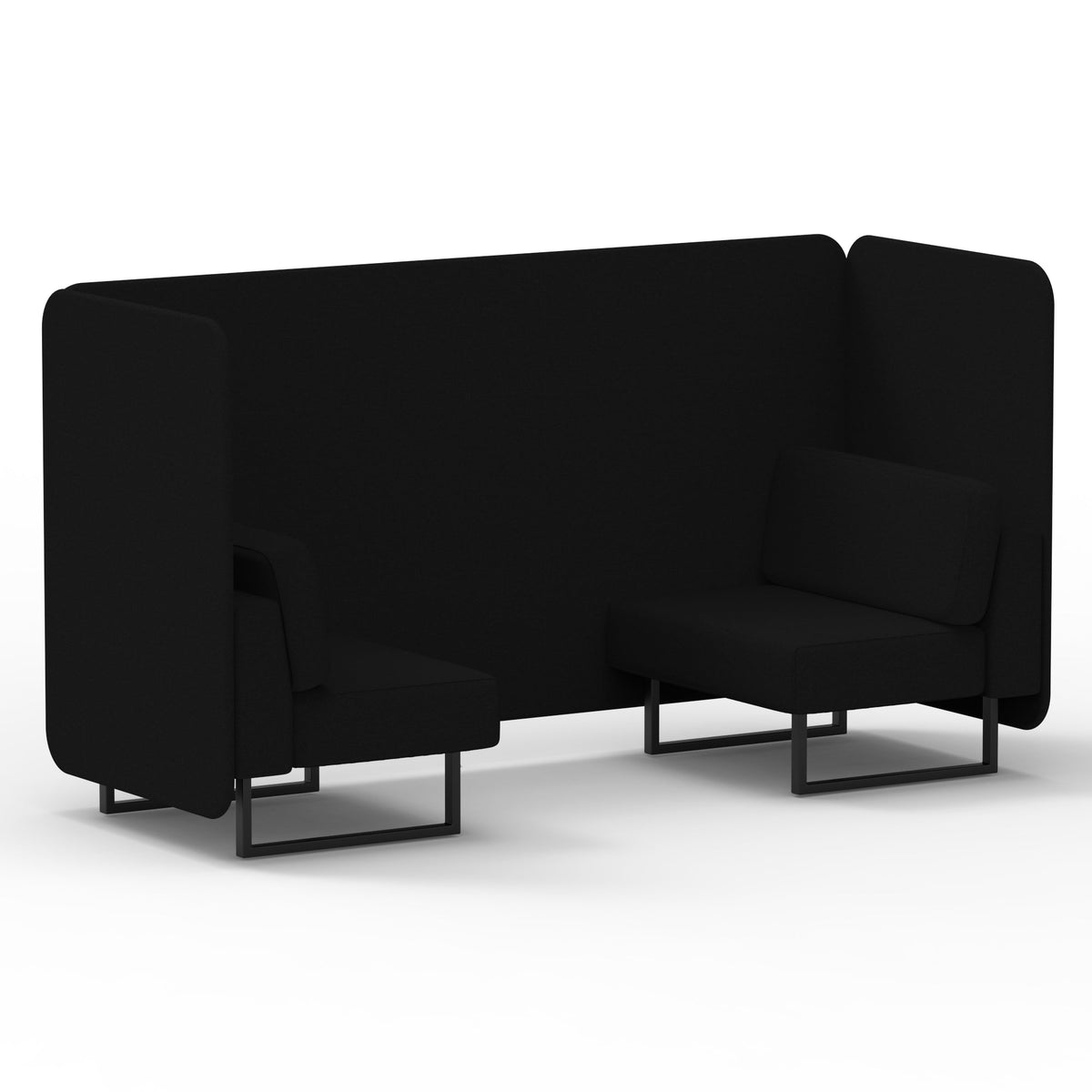 Commercial 2 Seater Privacy Booth – Bench – Single Tone – Crib 5 X2 - Diameter Panels And Sofa Black - Industrious Decor