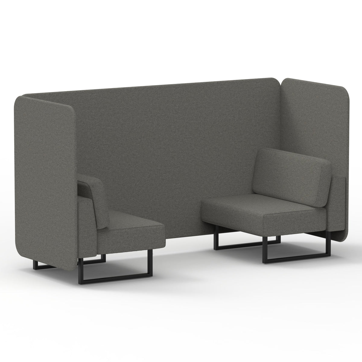 Commercial 2 Seater Privacy Booth – Bench – Single Tone – Crib 5 X2 - Number Panels And Sofa Black - Industrious Decor