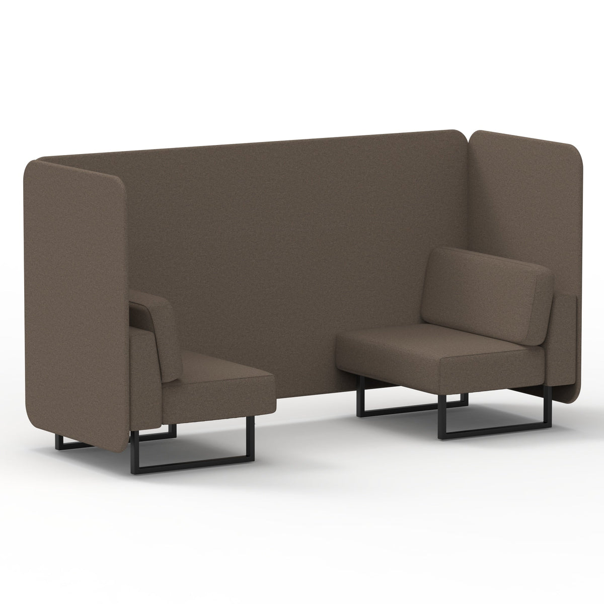 Commercial 2 Seater Privacy Booth – Bench – Single Tone – Crib 5 X2 - Theory Panels And Sofa Black - Industrious Decor